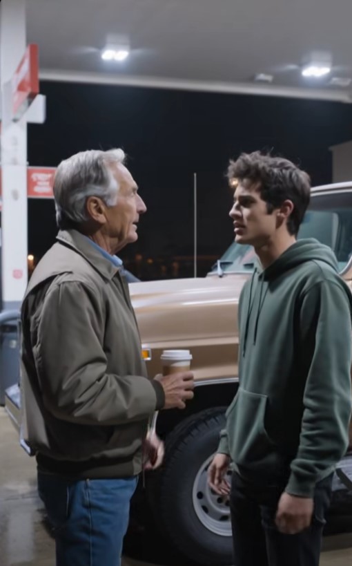 The Old Man Was Spilled on at a Gas Station… Then One Button Changed Everything