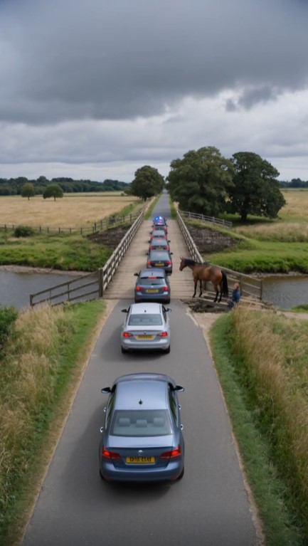 Horse Blocked The Road Before An Old Bridge — Seconds Later, Everyone Understood Why