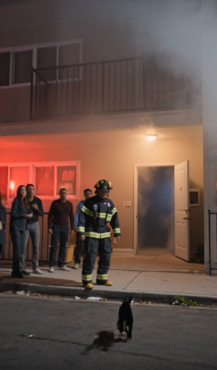 Black Cat Ran Back Into A Burning Apartment — Then Firefighters Heard A Faint Cough