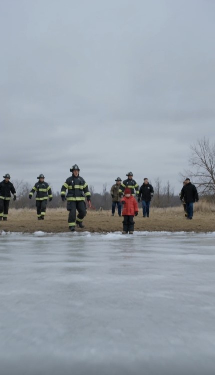 Little Boy Refused To Leave The Frozen Lake — Then Firefighters Saw The Tiny Paw Under The Ice