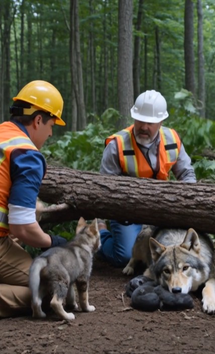 The Construction Workers Rescued One Trapped Wolf Pup