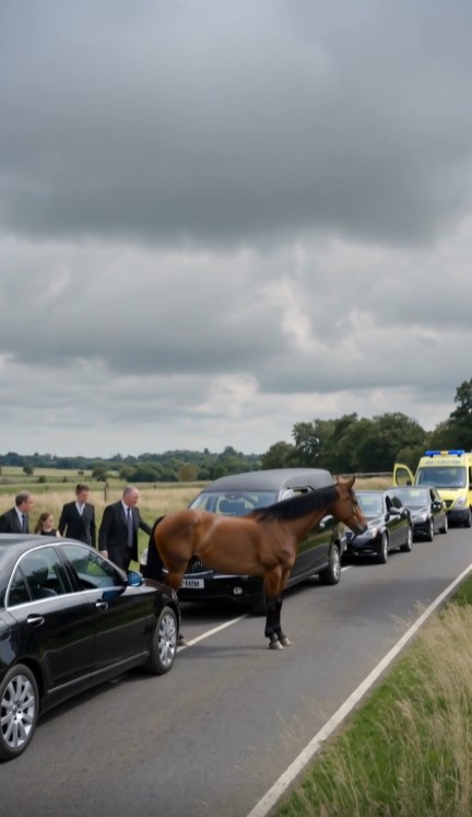 A Funeral Procession Stopped Because a Horse Refused to Leave the Road