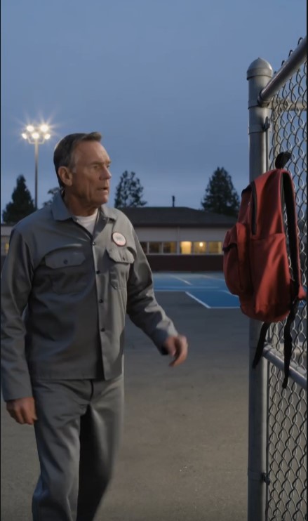 The janitor nearly walked past the backpack.
