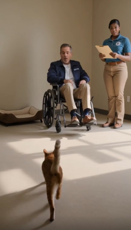 Veteran Went to Adopt a Cat — Then the Shelter’s Oldest Cat Jumped Into His Wheelchair