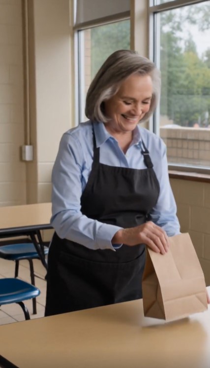 Cafeteria Worker Made One Extra Lunch Every Day—Then the Boy She Once Fed Returned With a Key and Someone From Her Past