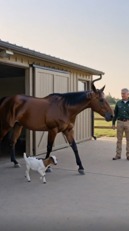 A Tiny Goat Started Guiding an Elderly Horse—Then the Farmer Realized Why Jasper Refused to Walk Without Him