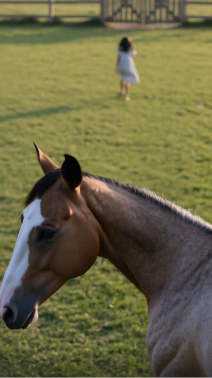 Old Horse Suddenly Blocks Little Girl’s Path and Prevents Her From Walking Into Danger