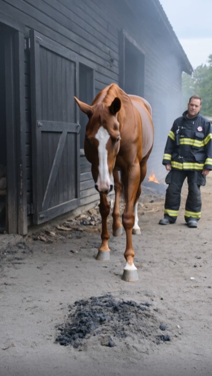 Horse Refused to Leave Burned Barn Until Firefighters Found What Was Hidden Beneath the Ashes
