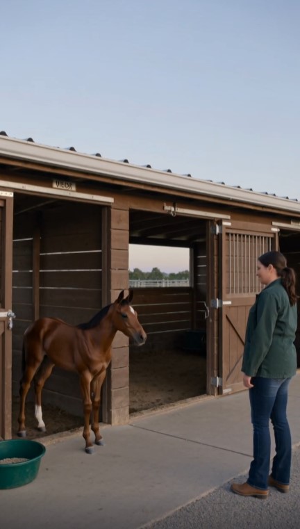 The Foal Waited Outside an Empty Stall for Three Weeks—Then a Horse Trailer Arrived