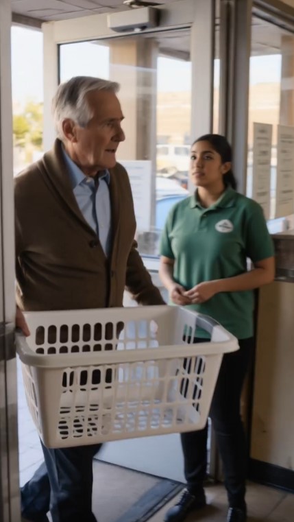 The Old Man Waited Beside the Same Laundromat Machine Every Thursday—Then a Stranger Brought His Wife’s Blue Bag