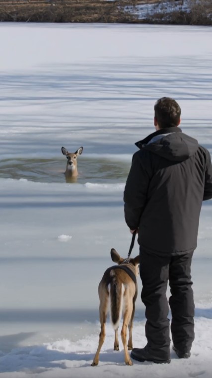 Rescuers Pulled a Freezing Deer From an Icy Lake—Then Someone Noticed What She Was Looking At