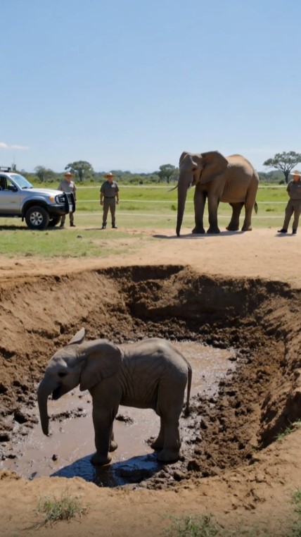 Rescuers Built a Ramp for a Trapped Elephant Calf—Then Its Mother Did Something Unexpected