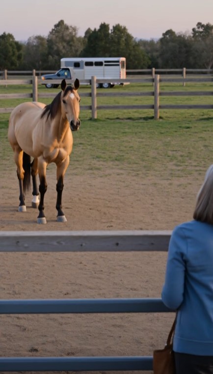 A Rescue Horse Waited Beside the Same Empty Trailer Every Evening—Then an Elderly Woman Arrived