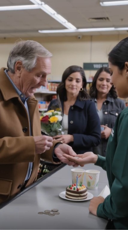 An Elderly Man Counted Coins for His Wife’s Birthday Cake—Then the Cashier Read His Card