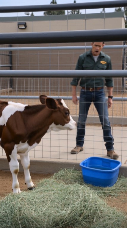 A Rescued Cow Refused to Eat and Kept Staring at an Empty Bucket—Then Workers Heard a Moo Beyond the Fence